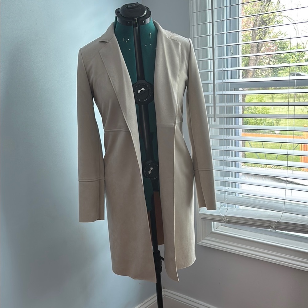 Premise Cream Pea Coat with Notched Lapels